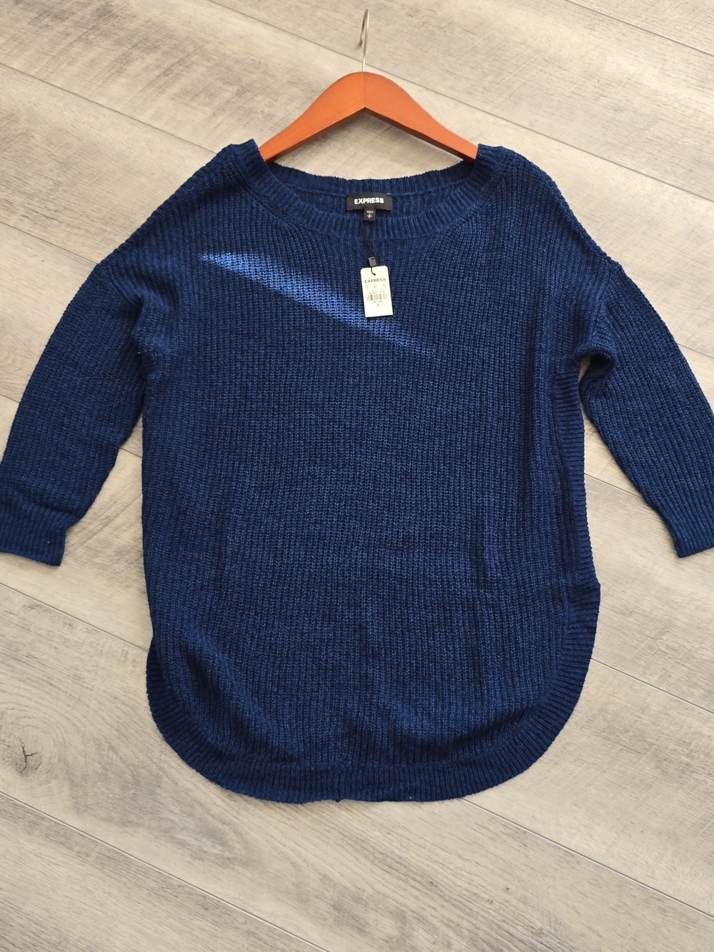 Express Royal Blue Scoop Crew Knit Sweater